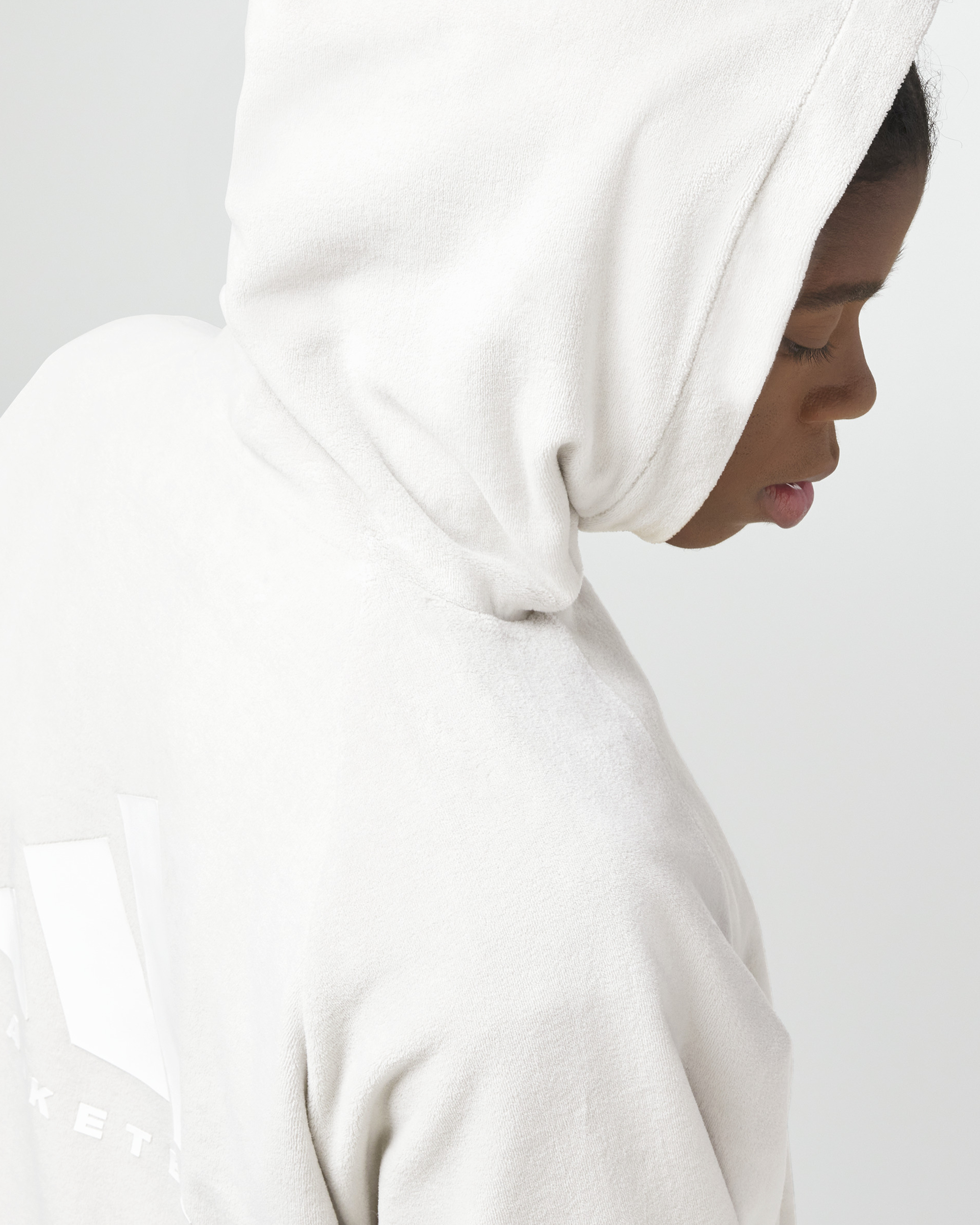 Velour Hooded Sweatshirt - Cloud White