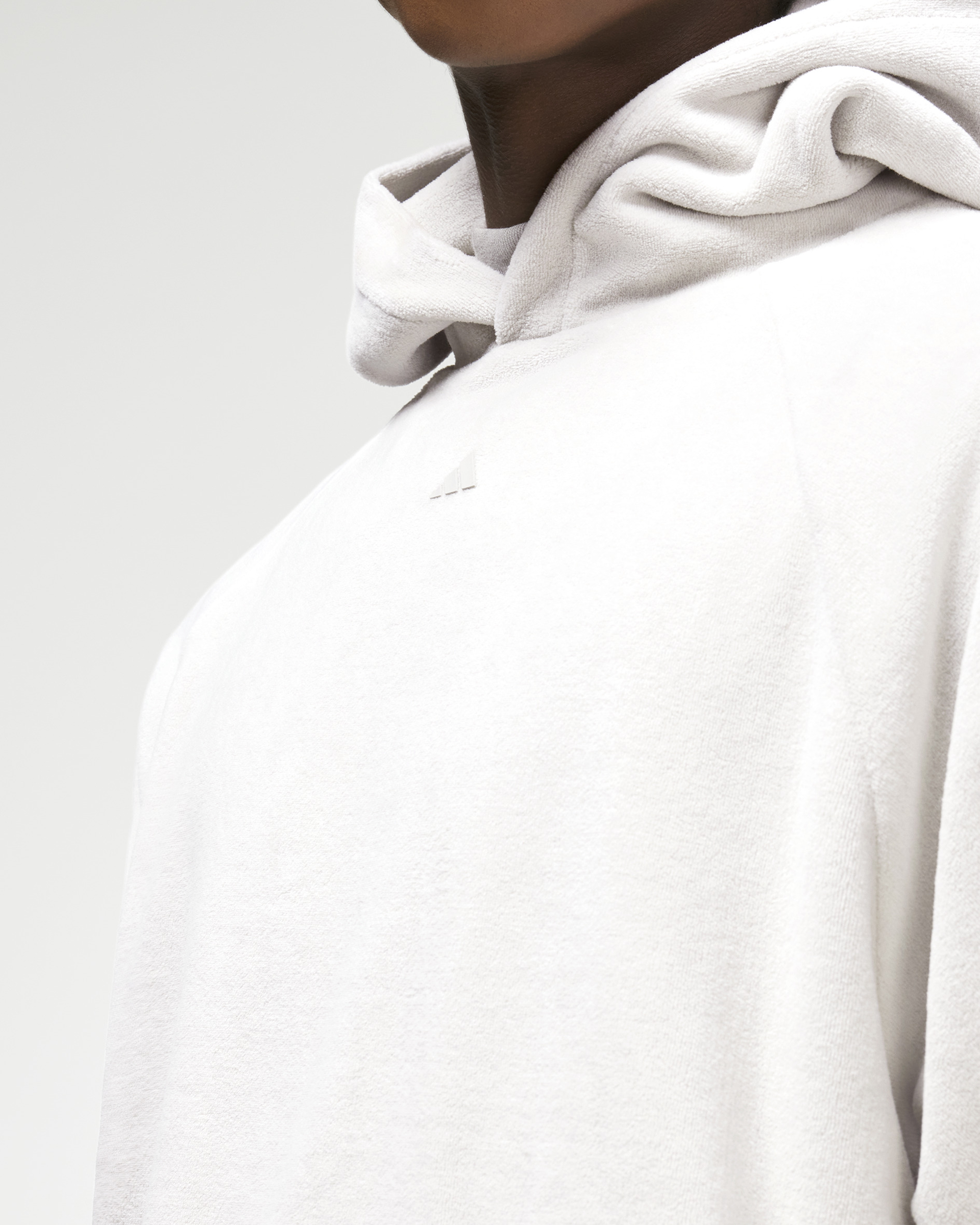 Velour Hooded Sweatshirt - Cloud White