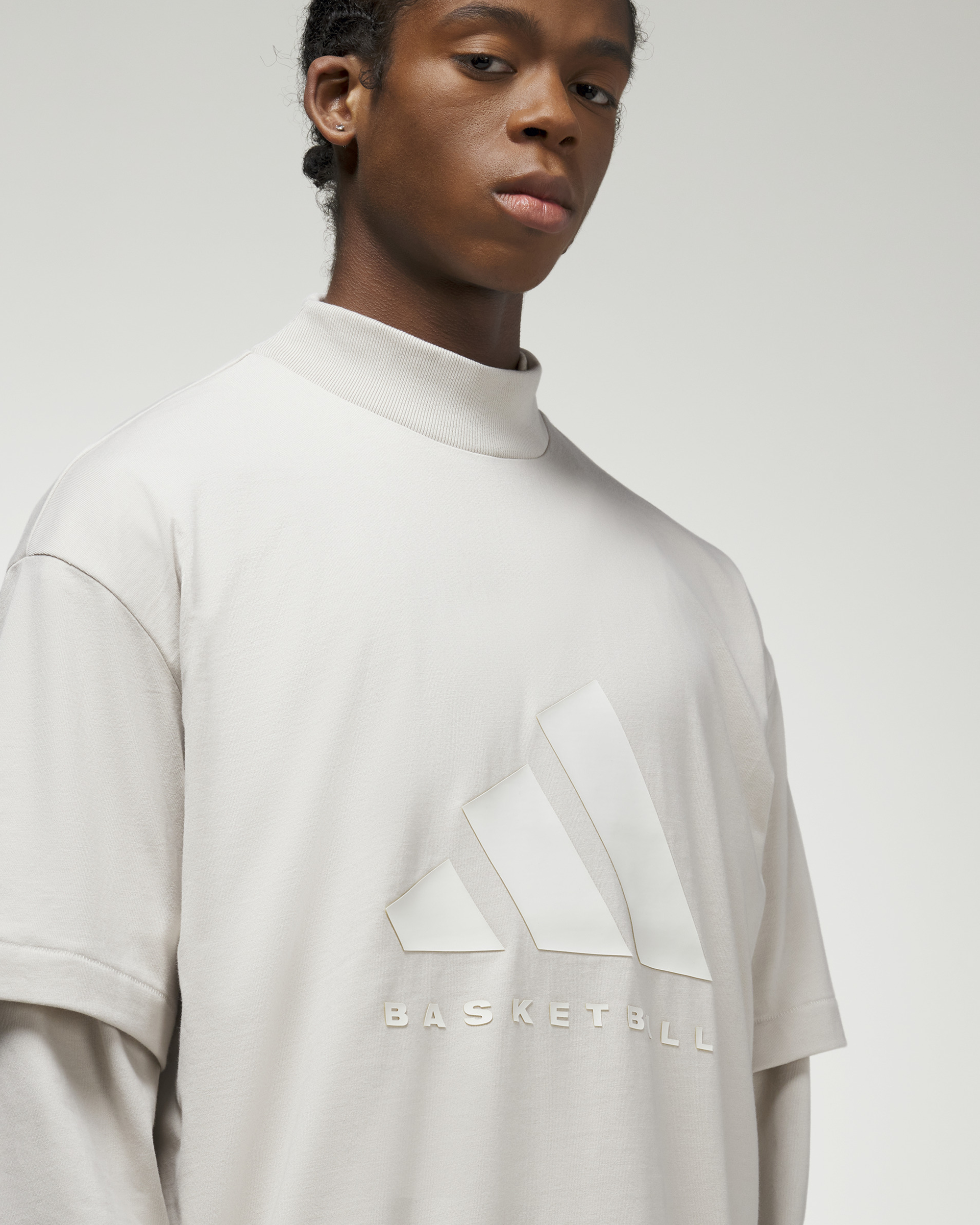 Mockneck T-shirt - Aluminium