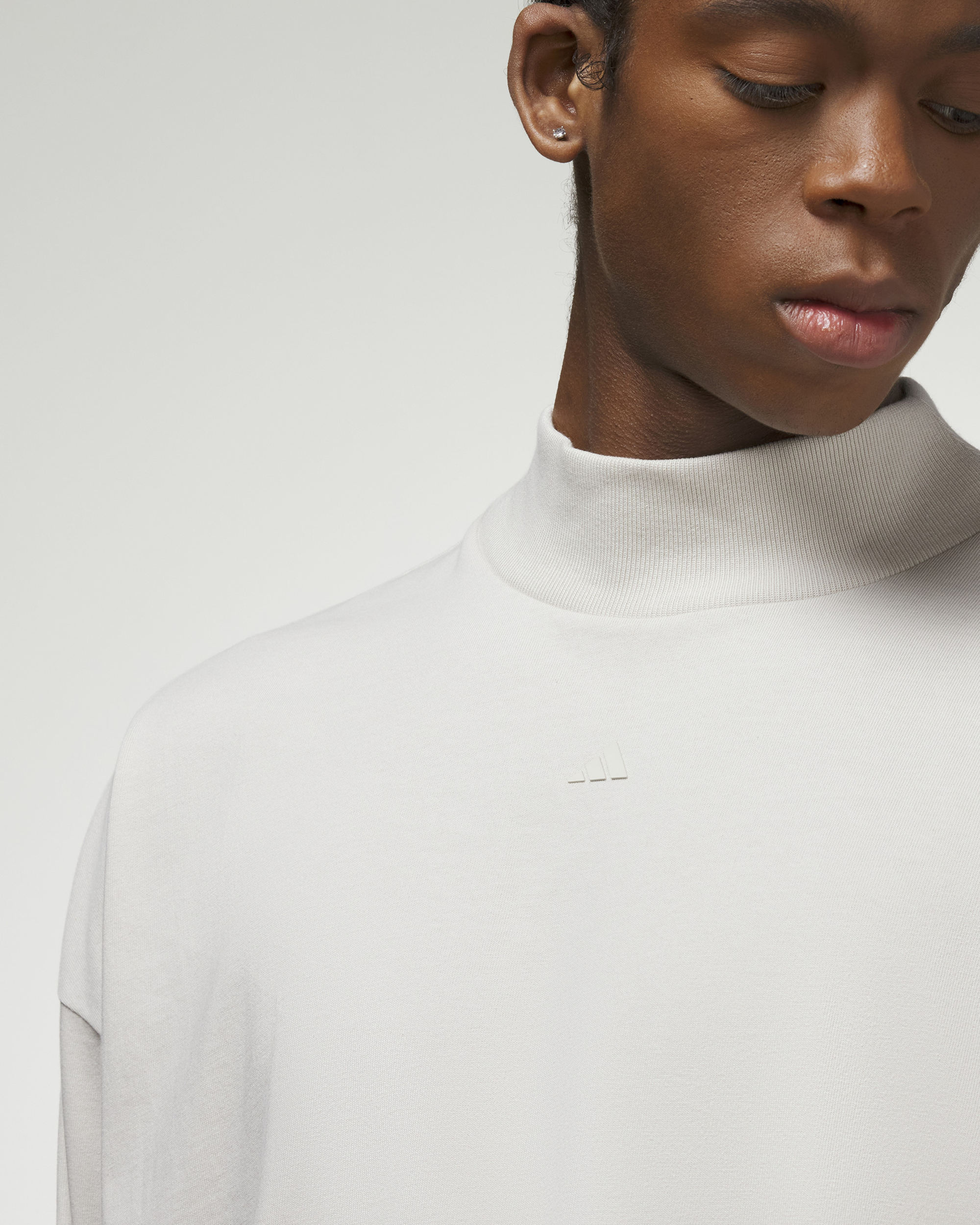 Mockneck L/S T-shirt - Aluminium