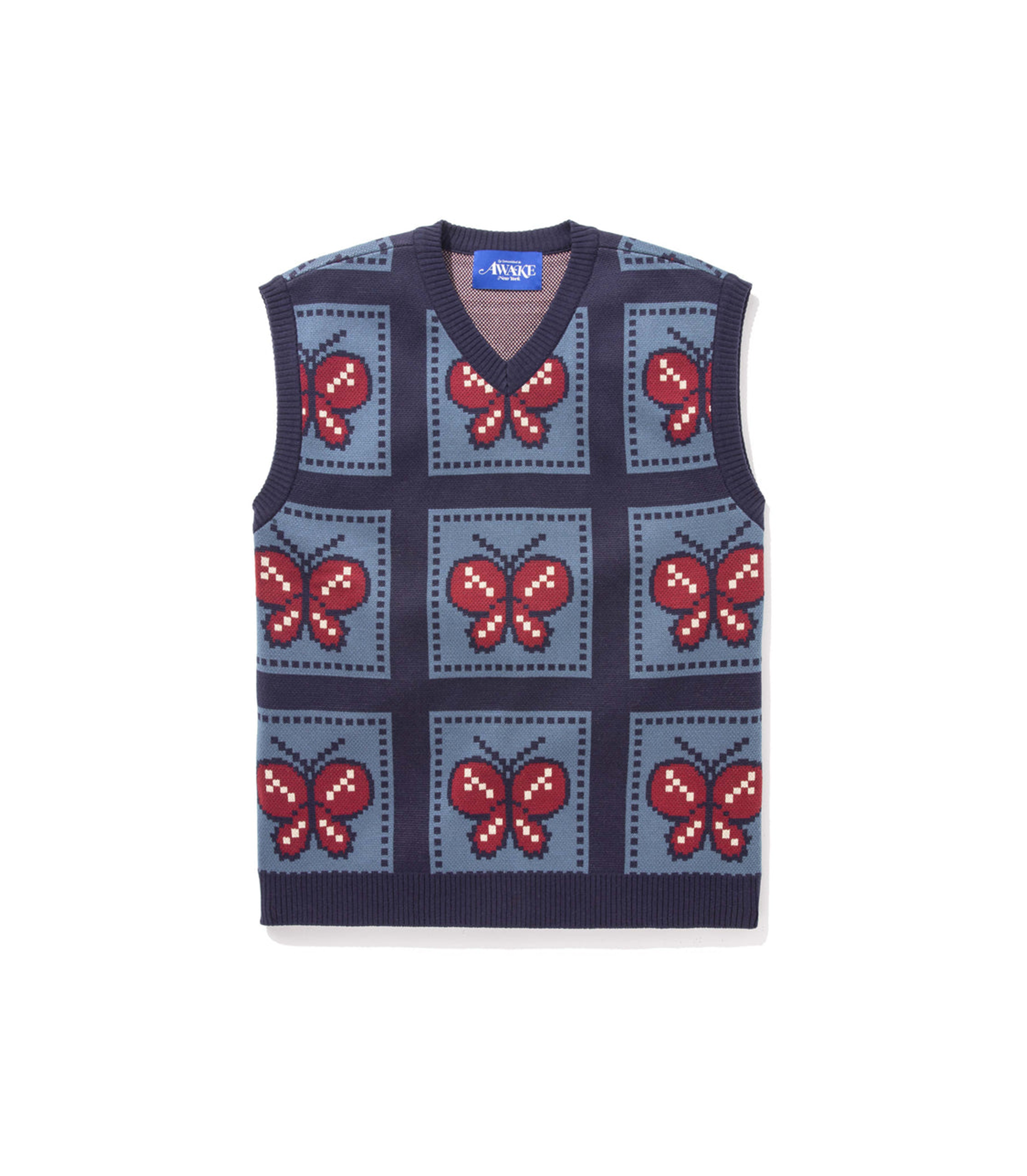 Butterfly Sweater Vest - Blue / Red