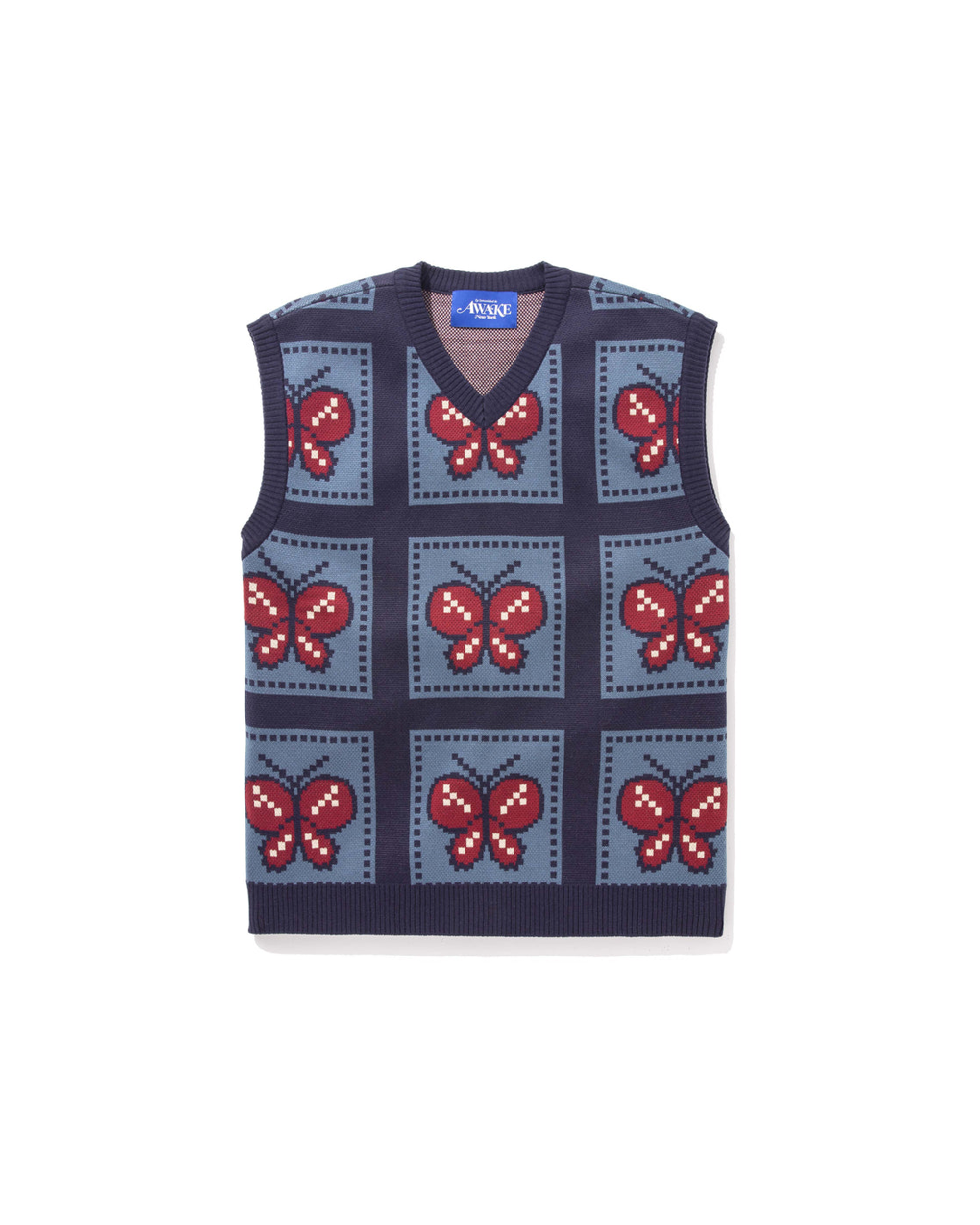 Butterfly Sweater Vest - Blue / Red