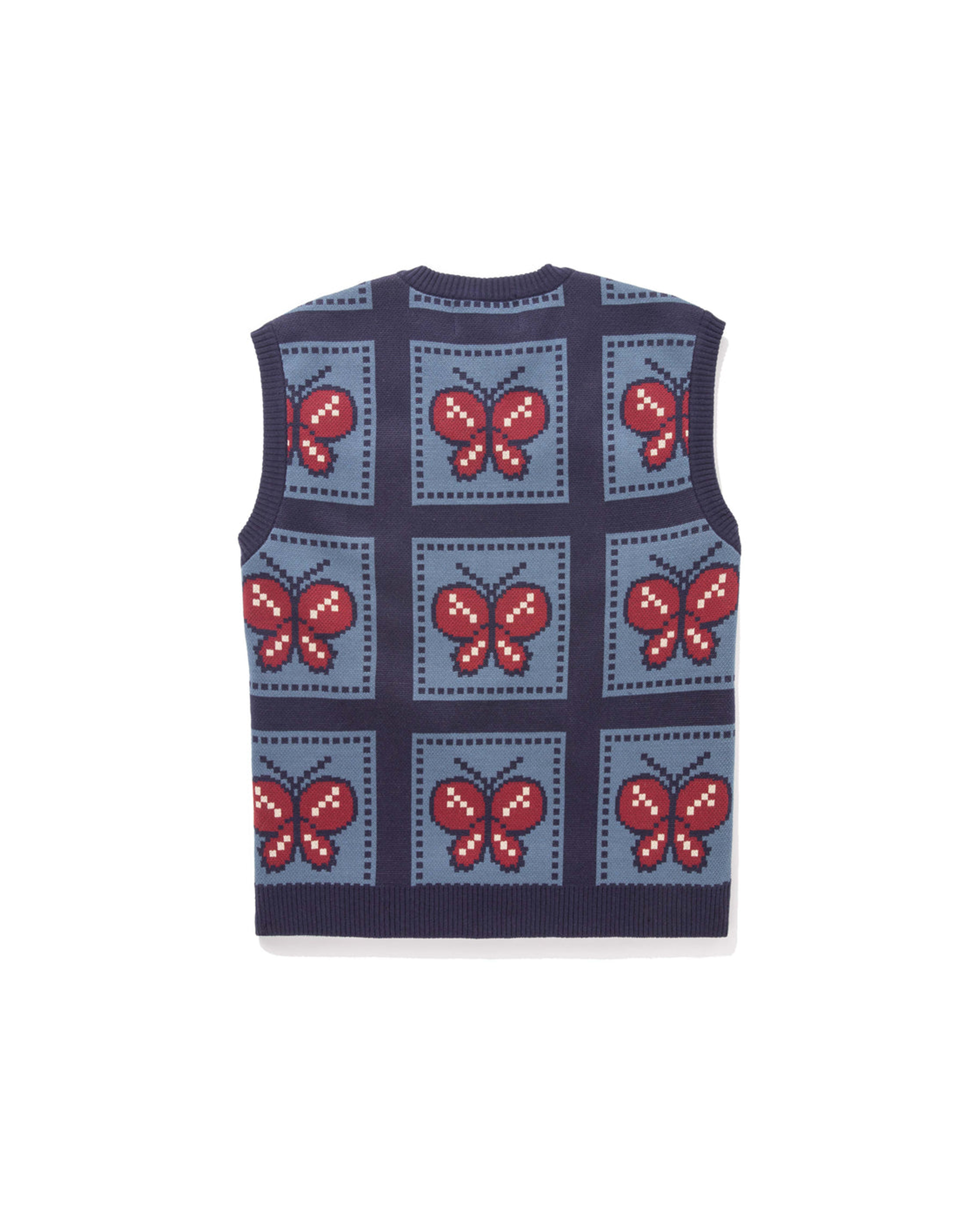 Butterfly Sweater Vest - Blue / Red