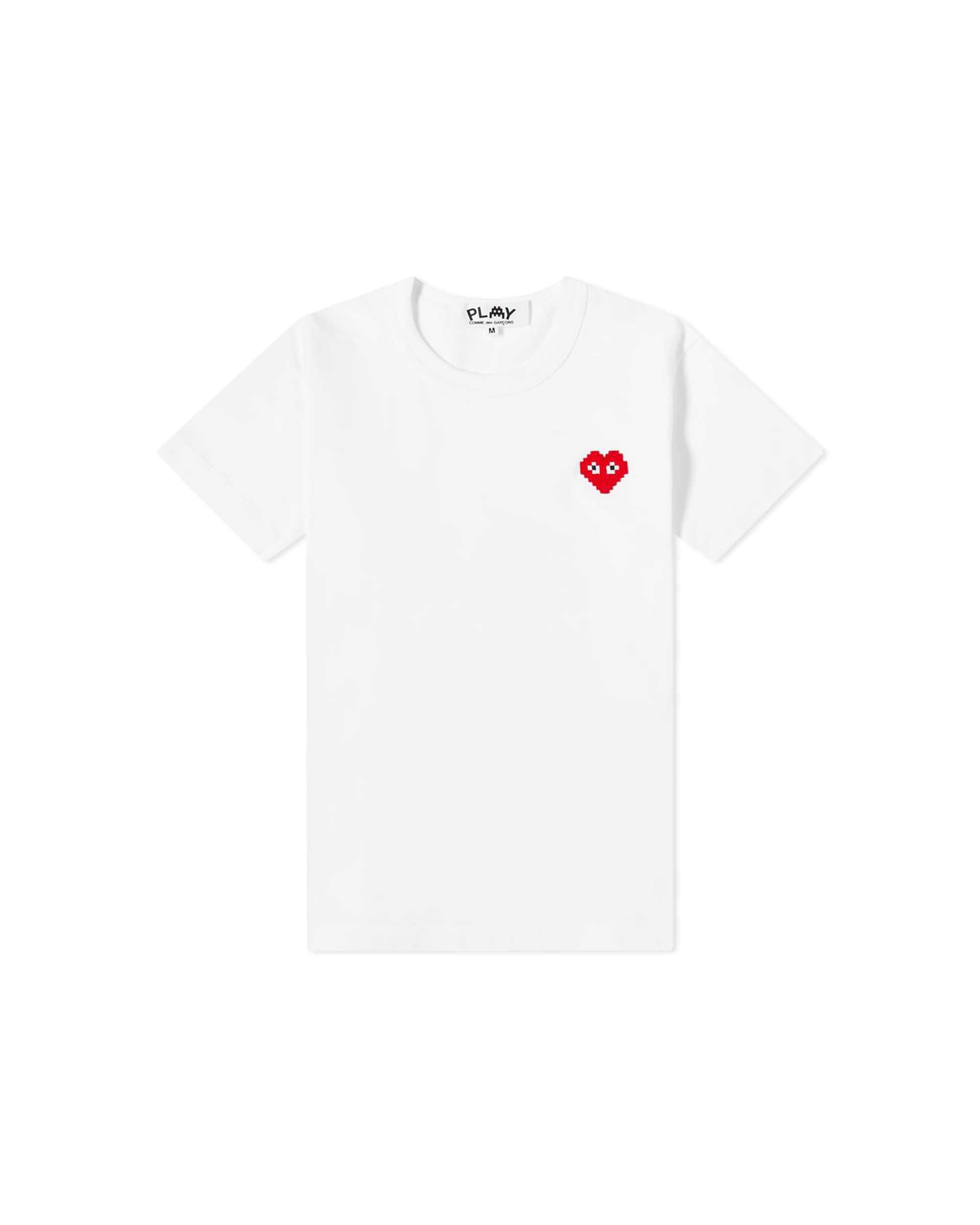 Invader Pixel Heart T-Shirt - White / Red