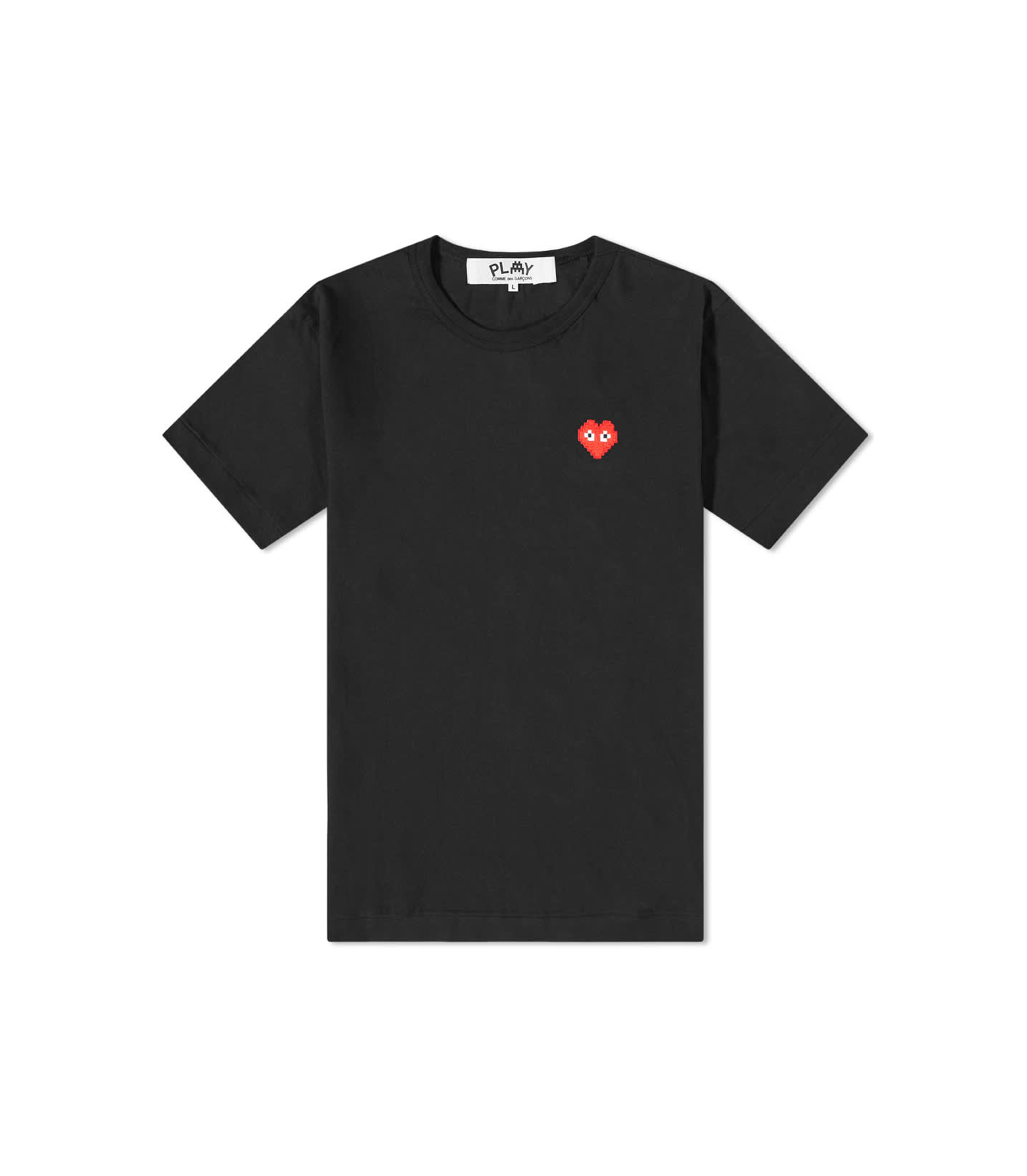 Invader Pixel Heart T-Shirt - Black / Red