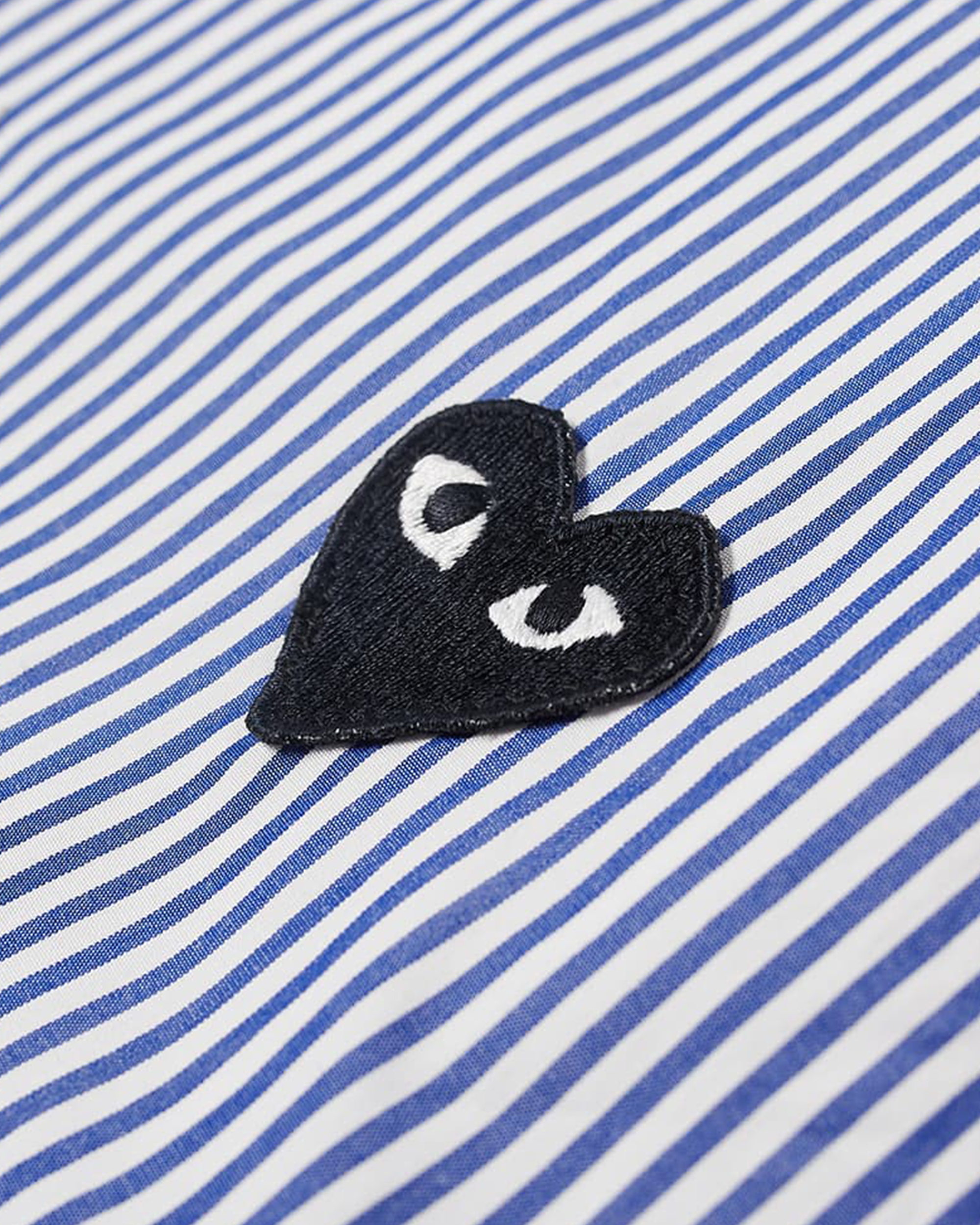 Heart Logo Striped Button Down Shirt - Blue / Black