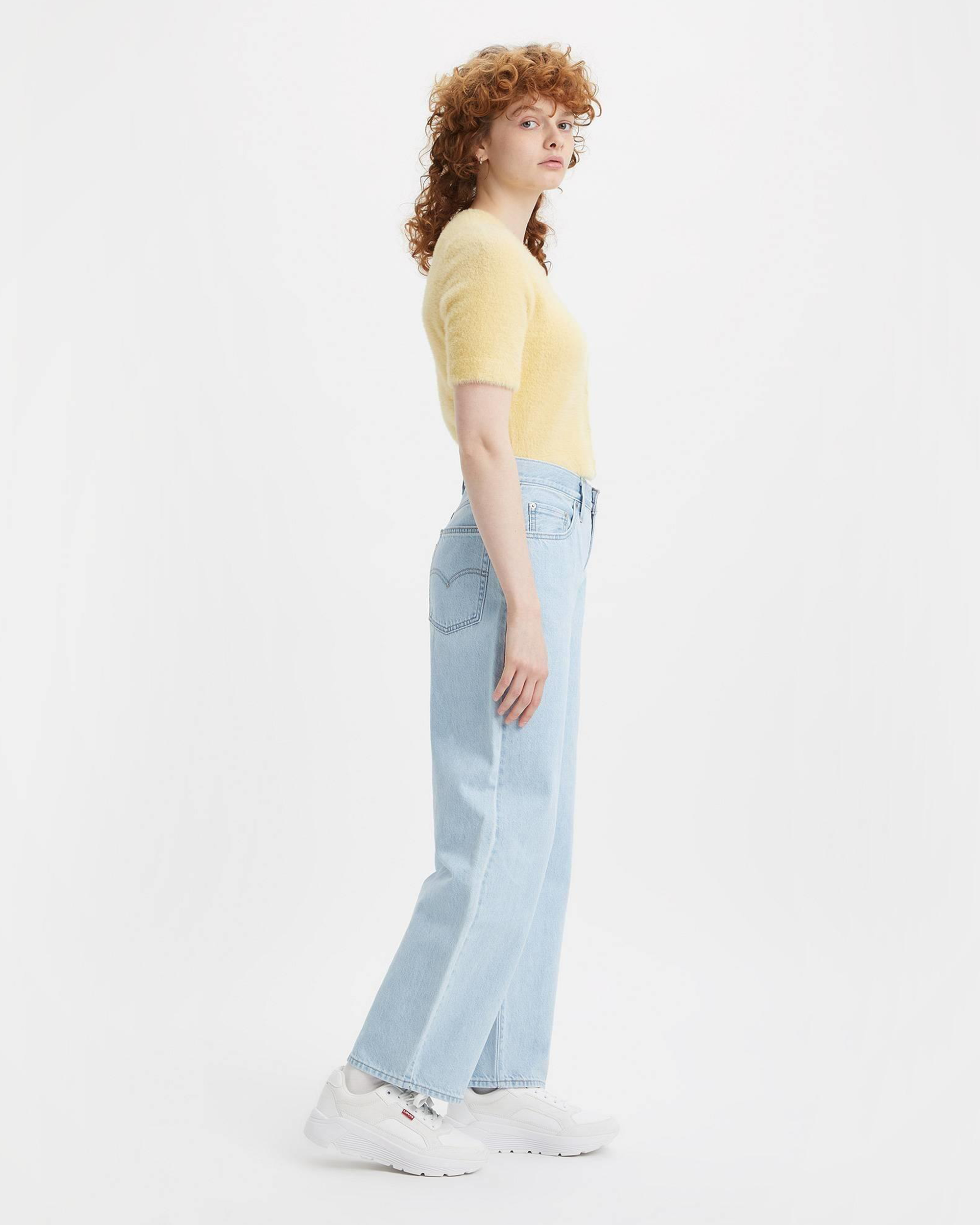 Womens Baggy Dad Jeans - Light indigo / Flat Finish