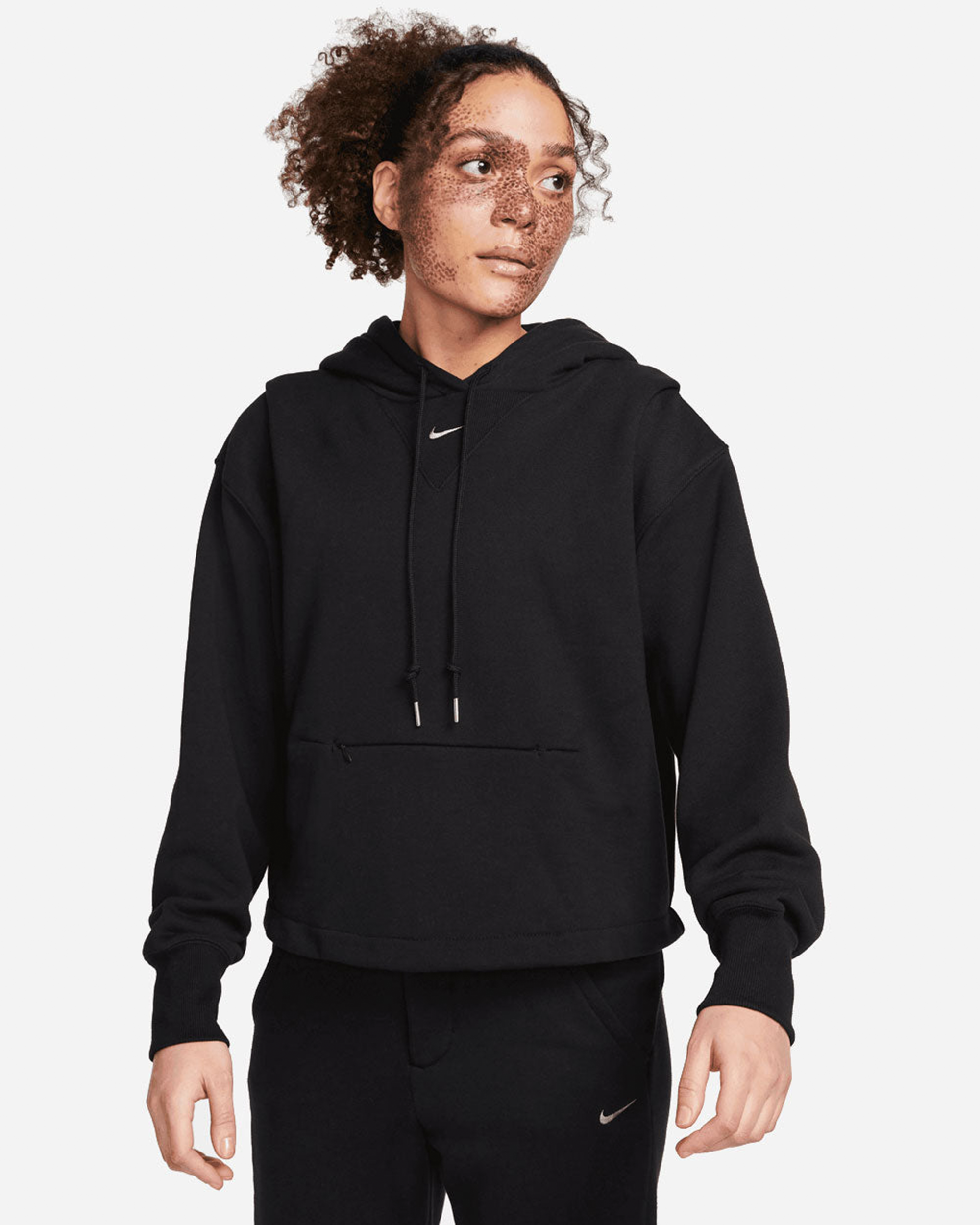 Womens NSW Oversized French Terry Hoodie - Black / Flat Pewter