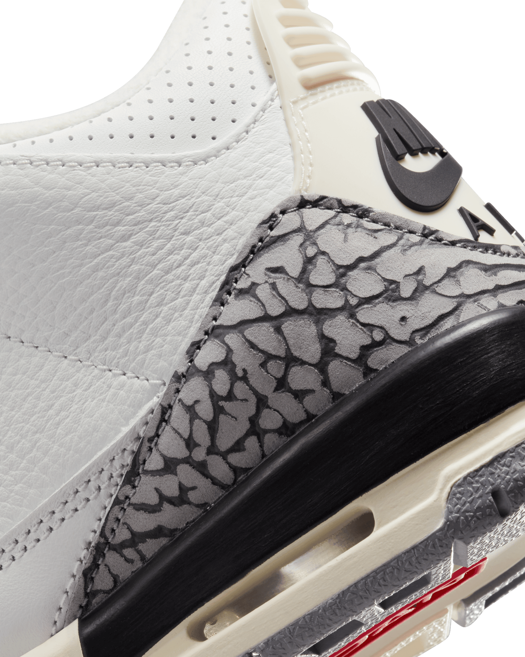 Air Jordan 3 Retro (GS) - Summit White / Fire Red / Black Cement Gray