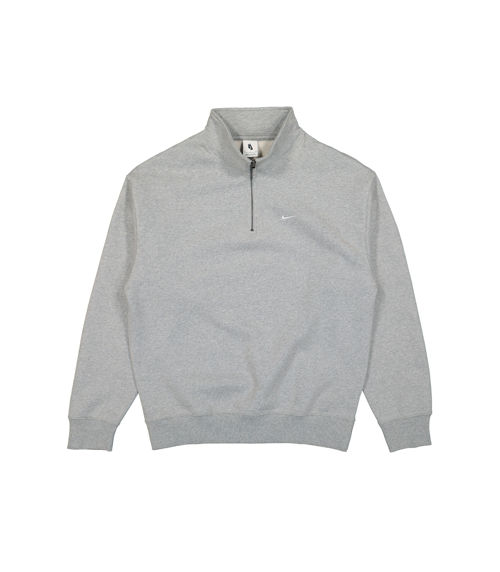 Solo Swoosh Quarter Zip Sweatshirt - Dark Gray Heather / White