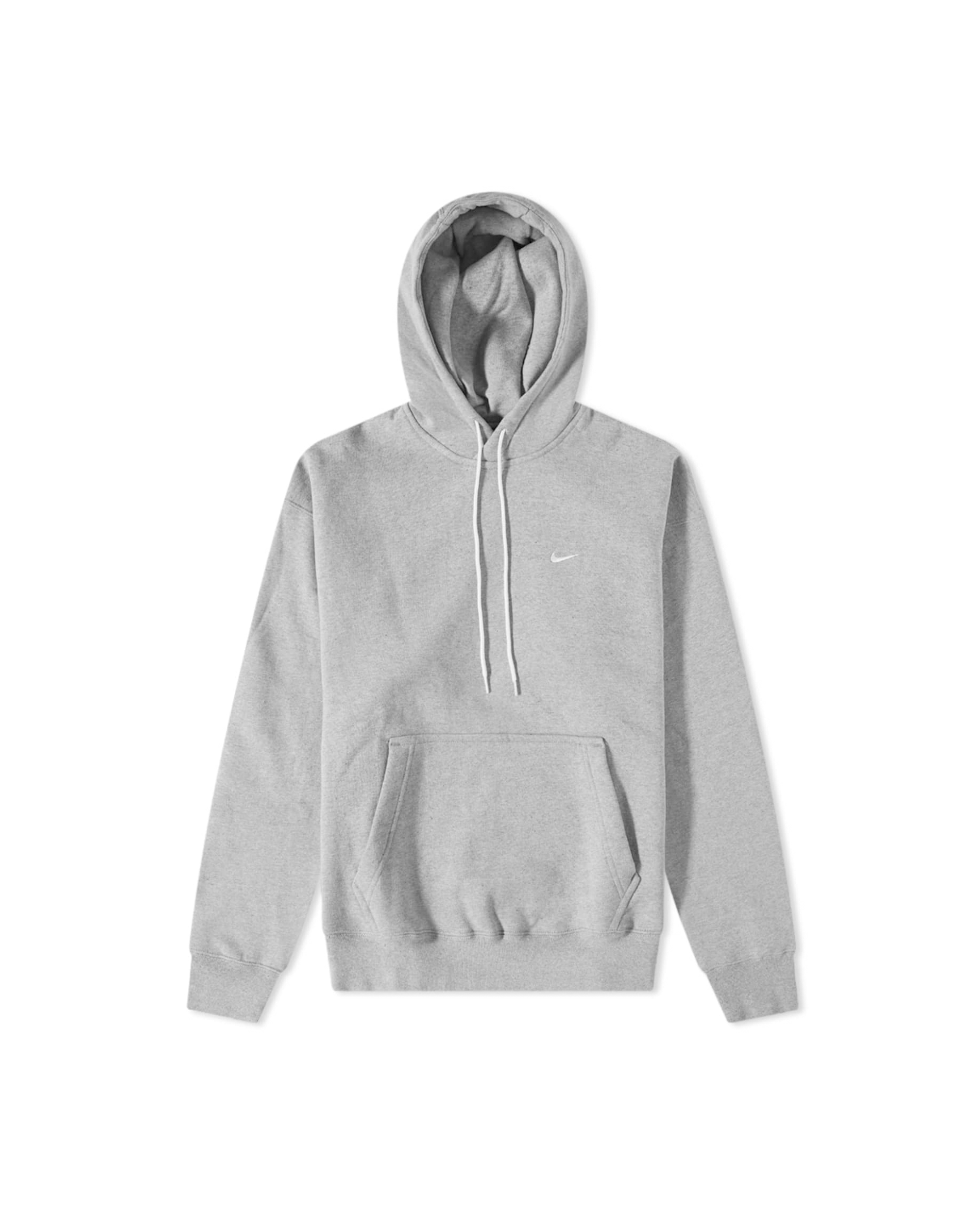Solo Swoosh Hooded Sweatshirt - Dark Gray Heather / White
