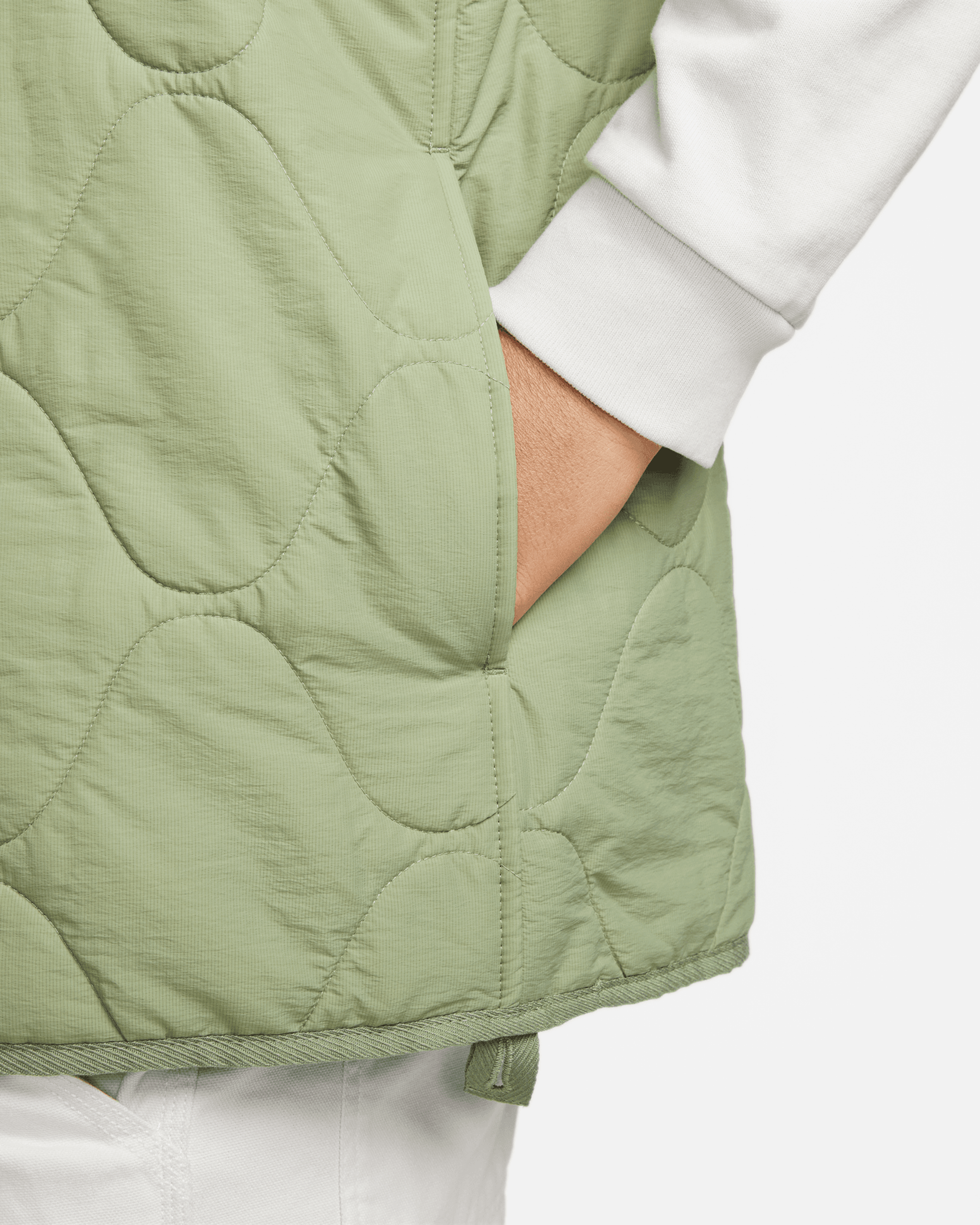 Life Woven Insulated Military Vest - Oil Green / White