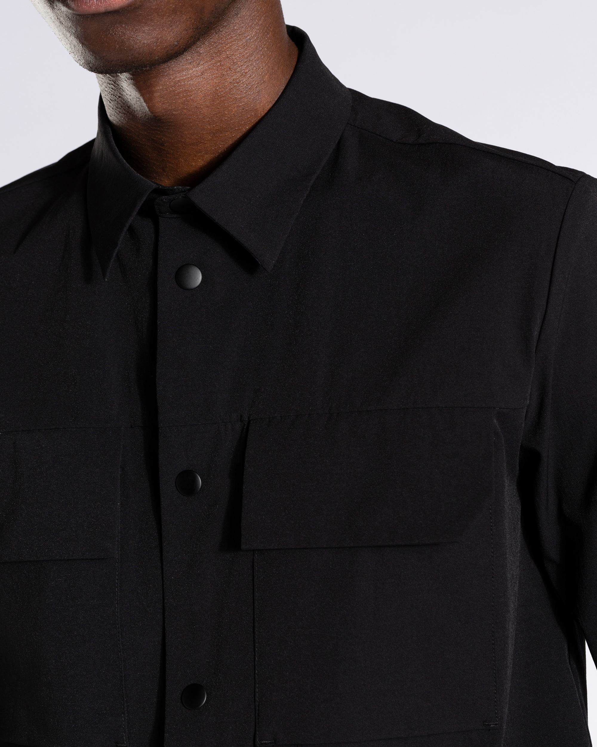 Jens Travel Light Overshirt - Black