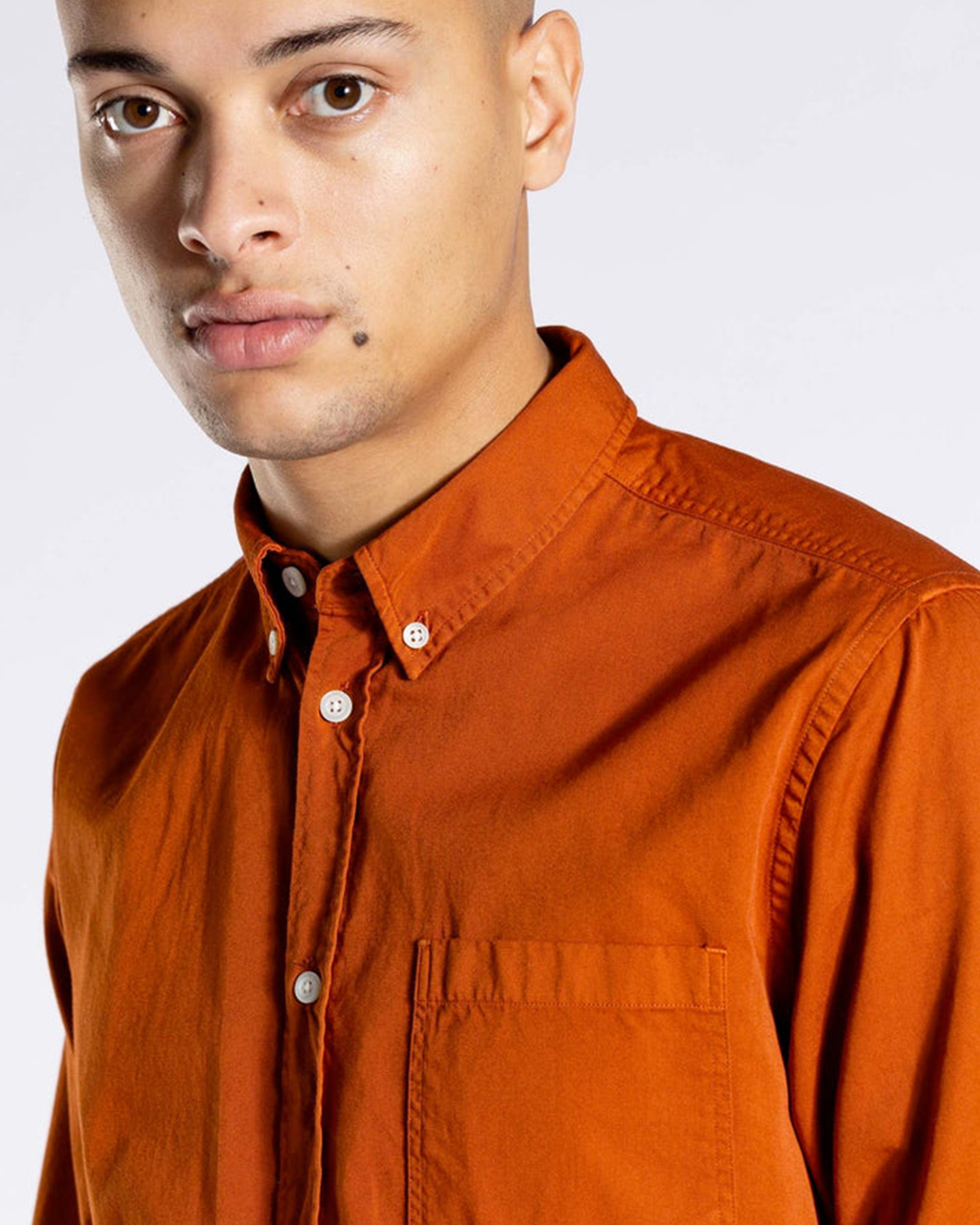 Anton Light Twill Shirt - Burnt Orange