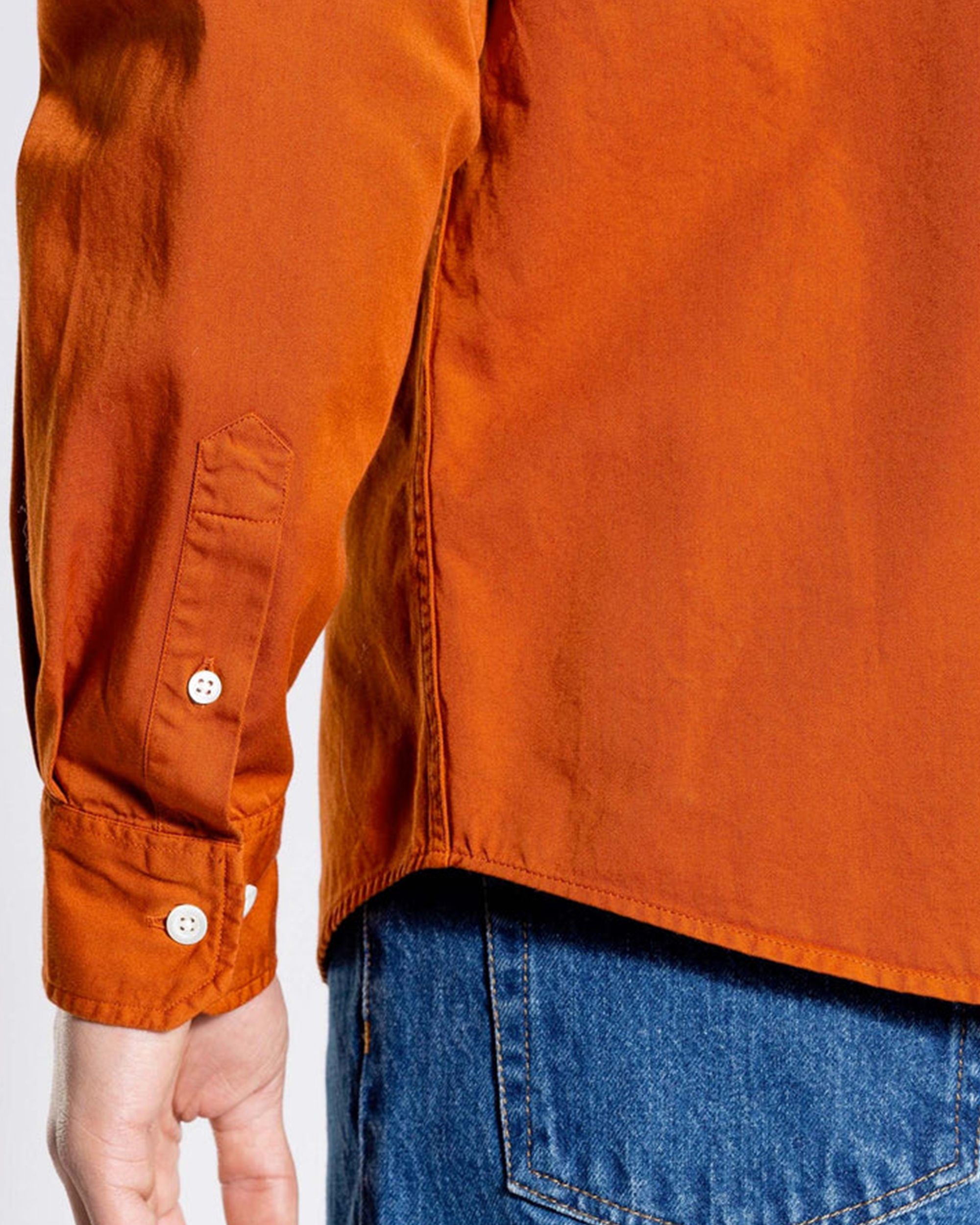 Anton Light Twill Shirt - Burnt Orange
