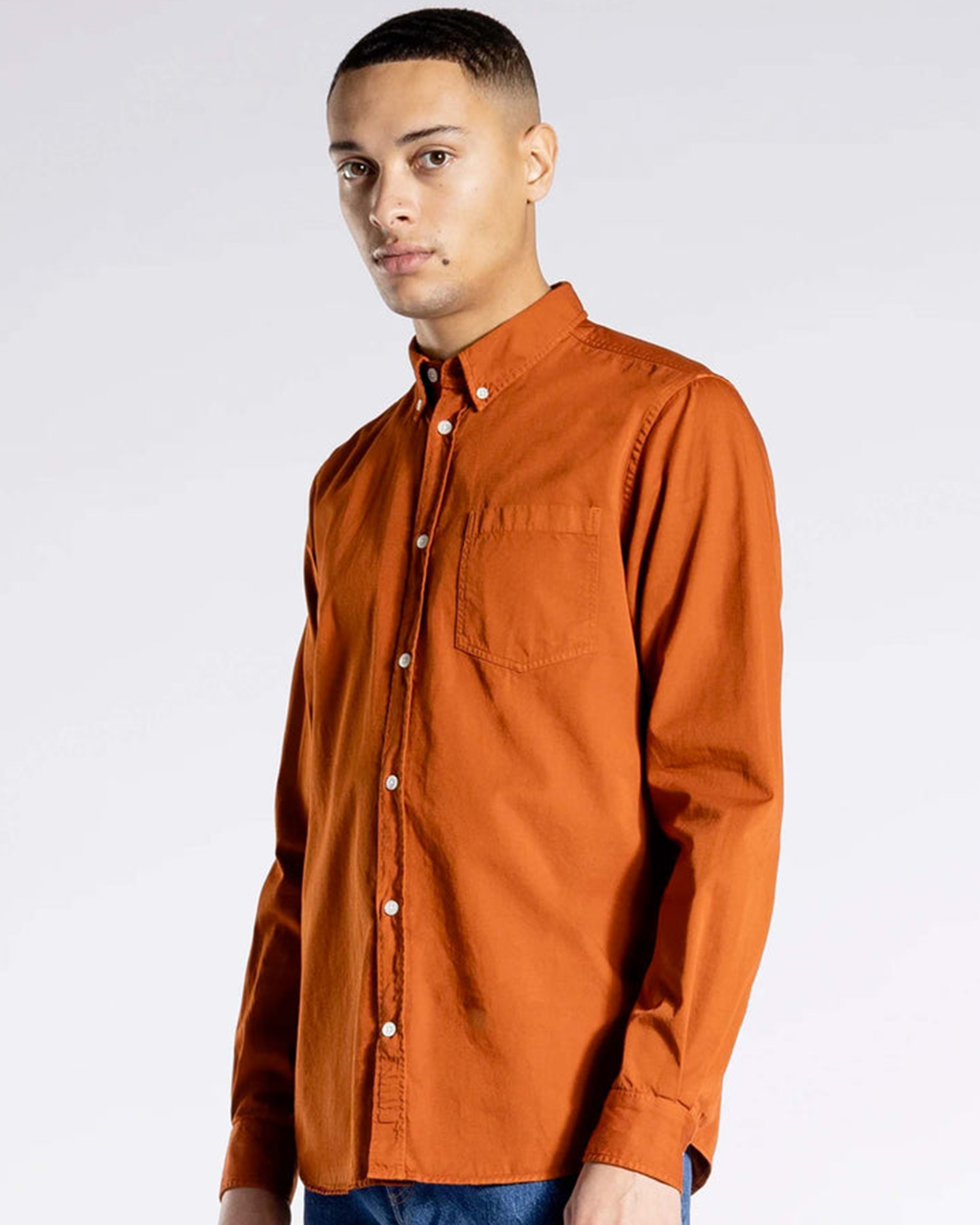 Anton Light Twill Shirt - Burnt Orange