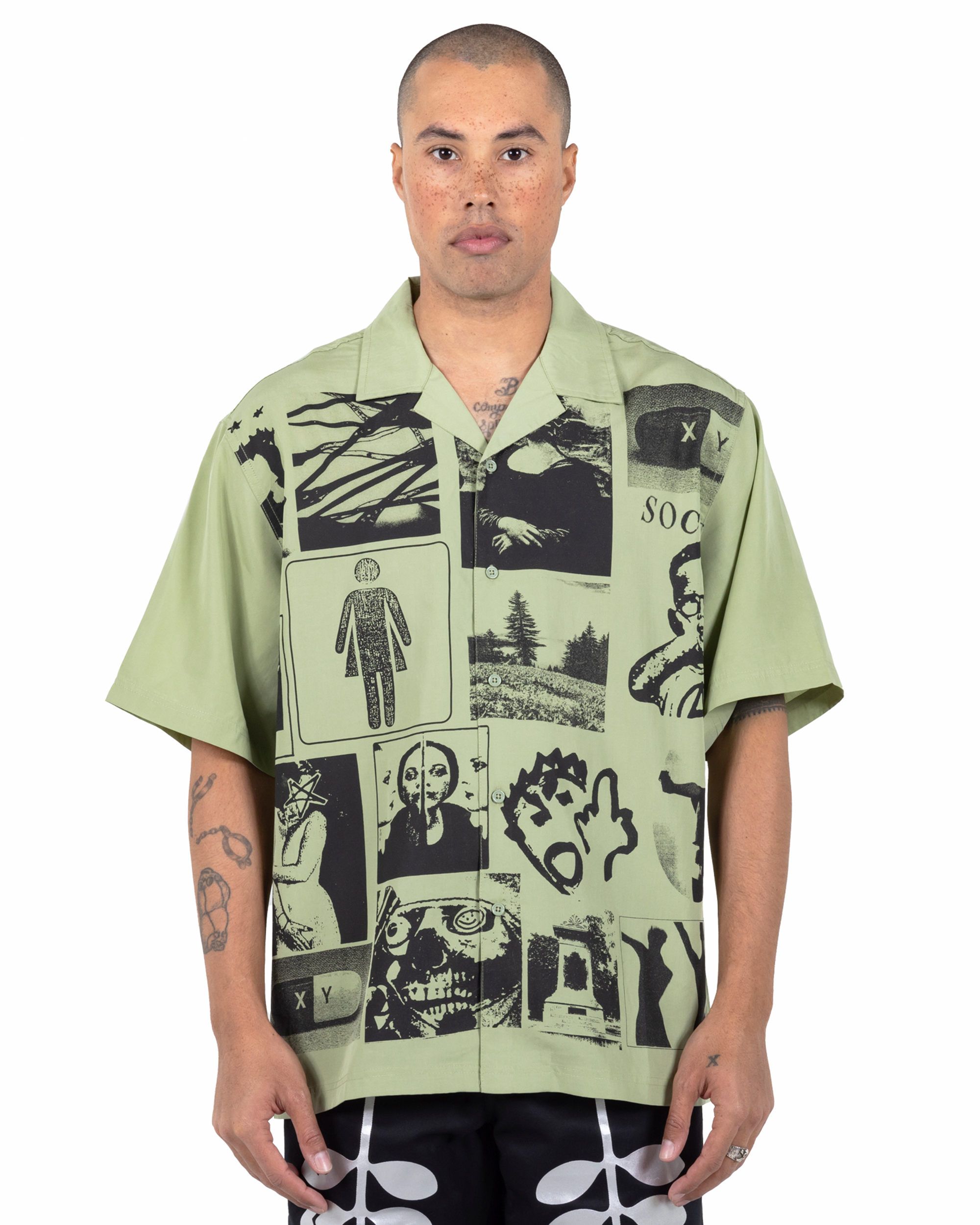 Choices Camp Collar Button Down - Green